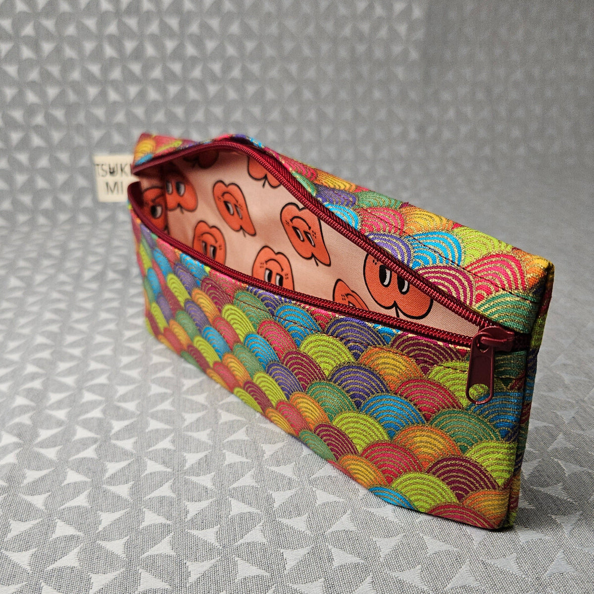 Trousse tissu japon colorée bordeaux
